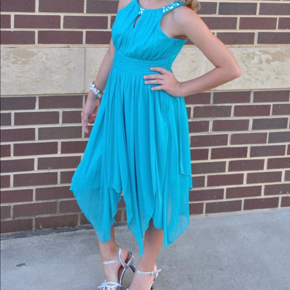 Girls turquoise dress size 10